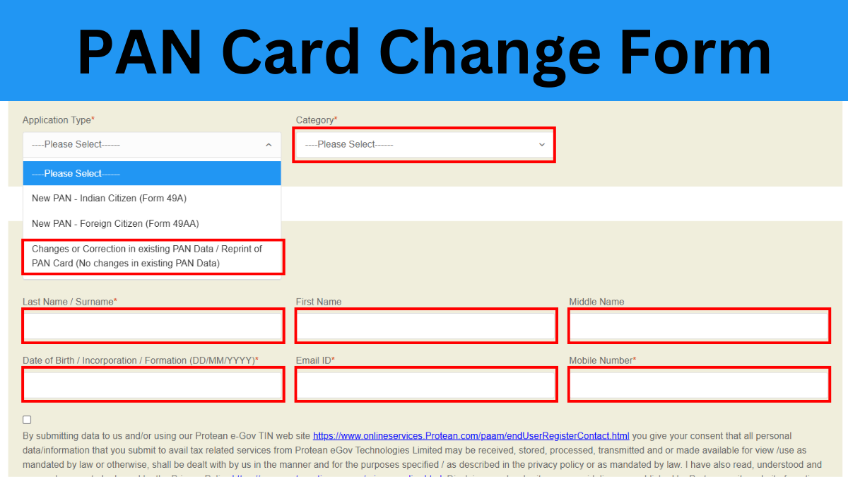 PAN Card Change Form