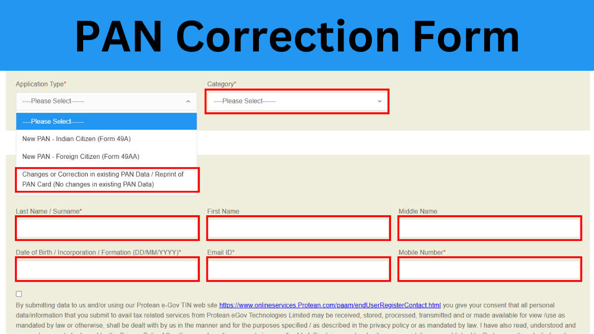 PAN Correction Form