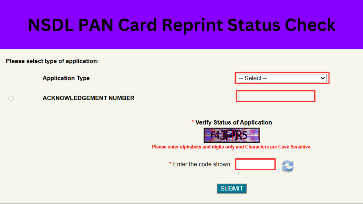 NSDL PAN Card Reprint Status Check