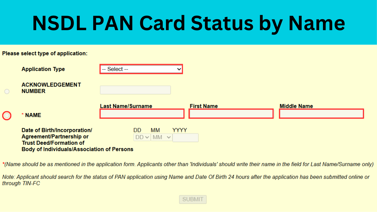 NSDL PAN Card Status by Name